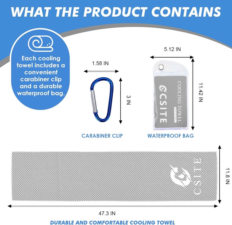 CASITE 6 Pack Cooling Towels (47"x12") for Neck and Face, Ice Towel for Hot Weather, Soft Breathable Chilly Gym Towels, Microfiber Towel for Work Out, Yoga, Running, Camping & More Activities - Image 4